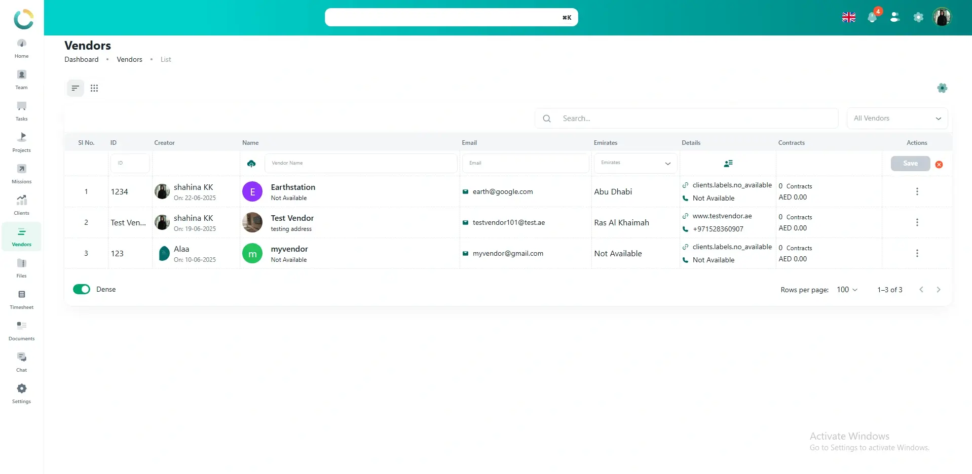 NOVOTAK Vendor Management Dashboard